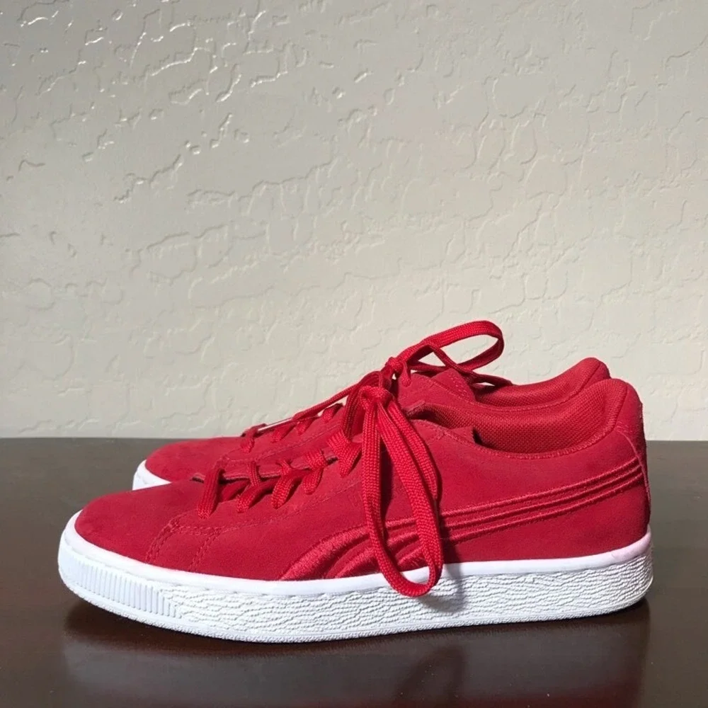 Puma Unisex Kids Suede Classic Badge Sneakers Red 362951-03 Lace Up Low Top 6 C